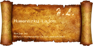 Humenszky Lajos névjegykártya